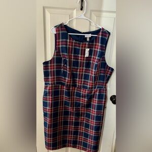 Place Navy and Red Plaid Mini Dress